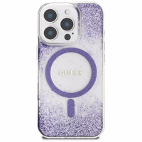 Guess HC Resin Bottom Glitter Magnetinis dėklas iPhone 16 Pro - violetinis