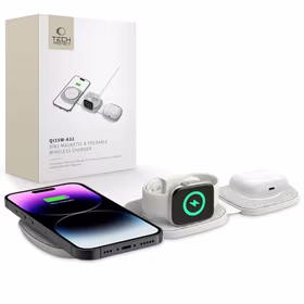 Tech-Protect QI15W-A32 3 viename indukcinis įkroviklis su MagSafe išmaniesiems telefonams / Apple Watch / AirPods - pilkas