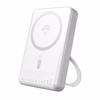 Dudao K28 10000mAh PD 22.5W Magnetinė išorinė baterija su metaliniu dėklu ir žiedo stovu - sidabrinė