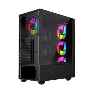 Gembird Fornax 4000 ARGB žaidimų ATX kompiuterio dėklas, Midi Tower, apšvietimas, juodas