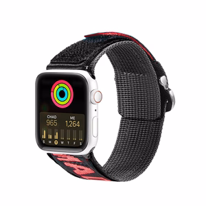 Dux Ducis dirželis (lauko versija) Apple Watch Ultra dirželis, SE, 9, 8, 7, 6, 5, 4, 3, 2, 1 (49, 45, 44, 42 mm) nailoninė apyrankė juoda ir raudona