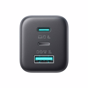 Joyroom JR-TO1 GaN 45W USB-C Lightning USB-A sieninis įkroviklis juodas