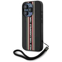 Karl Lagerfeld Saffiano Athleisure Stripes Cord Dėklas telefonui iPhone 15 Pro - raudonas