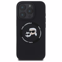 Karl Lagerfeld KLHMP16XSKCHTCK iPhone 16 Pro Max 6.9" kietasis silikoninis dėklas telefonui su Karl & Choupette spauda ir Magnetine MagSafe funkcija, juodas