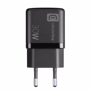 Cellularline Multipower Micro GaN USB-C ir USB-A Power Delivery tinklo įkroviklis, 30 W, juodas