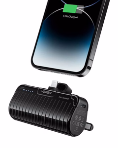 VEGER išorinė baterija 5000 mAh su įmontuotu jungtimi Lightning PlugOn PD QC3.0 3A 20W W0558P juoda
