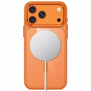 Tech-Protect Magmat MagSafe CC dėklas, skirtas iPhone 17 Pro Max / 18 Pro Max – oranžinis ir skaidrus