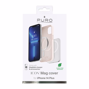 Puro ICON MAG dėklas, skirtas iPhone 14 Plus, suderinamas su MagSafe, „Dusty Pink“ spalvos