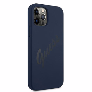 Guess GUHCP12LLSVSBL iPhone 12 Pro Max 6.7" mėlynas/mėlynas kietas dėklas Script Vintage