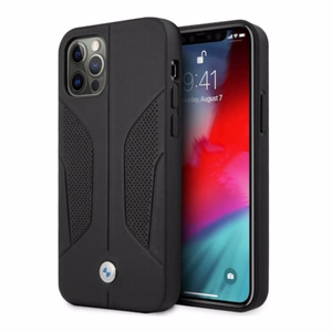 BMW odinis dėklas su perforuotais šonais iPhone 12 Pro Max - juodas