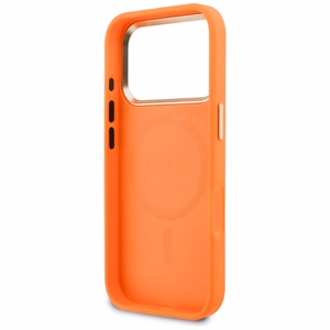 Guess Perforated 4G MagSafe dėklas for iPhone 17 Pro - oranžinis