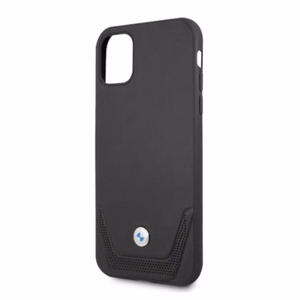 BMW Кожаный чехол Perforate для iPhone 11 / Xr - чёрный