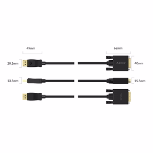 Orico XD-DTD DisplayPort–DVI, 4K laidas, 3 m – juodas