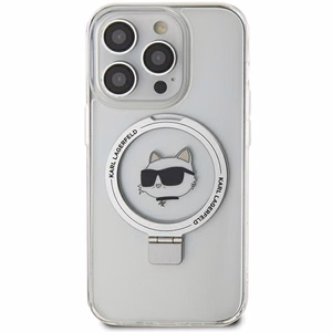 Karl Lagerfeld KLHMP15XHMRSCHH iPhone 15 Pro Max 6.7" baltas kietas dėklas su stovu Choupette Head MagSafe
