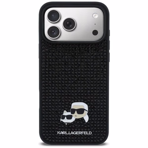 Karl Lagerfeld Rhinestones Karl&Choupette Pin Case for iPhone 17 Pro Max - Juodas