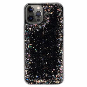 Skaidrus dėklas telefonui Iphone 12 Pro Max Juodas