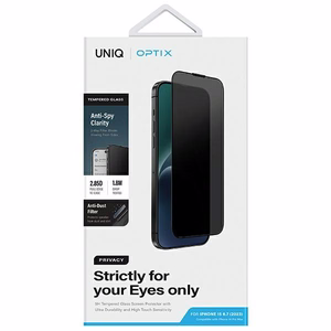 Uniq Optix privatumo grūdintas stiklas iPhone 15 Plus / 14 Pro Max su aplikatoriumi