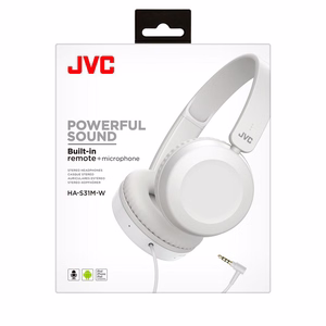 JVC HAS-31 WE laidinės ant ausų dedamos ausinės su valdikliu ir mikrofonu, baltos