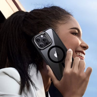 ESR Classic Hybrid Kickstand Halolock Magnetinis dėklas telefonui su stovu + grūdintas stiklas iPhone 16 Pro Max - skaidrus su juodu rėmeliu