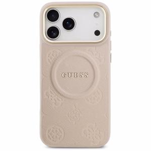 Guess Peony Hot Stamp Magnetinis dėklas telefonui iPhone 17 Pro Max - rožinė