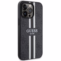 Guess GUHMP13LP4RPSK iPhone 13 Pro / 13 6.1" juodas/juodas kietas dėklas 4G Printed Stripes MagSafe