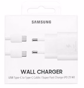 Charger original Samsung Super Fast Charging (Type-C) EP-TA800XWEGWW (25W) white + type-C cable with box