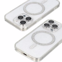 Blizgantis MagSafe dėklas telefonui Samsung Galaxy S23 Ultra skaidrus