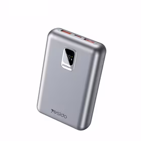 yesido Powerbank YP47 20 000 mAh 22.5W  + PD 20W led sidabrinis