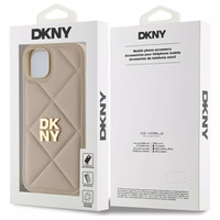 DKNY Quilted Stack Logo dėklas telefonui iPhone 15 Plus - smėlio spalvos