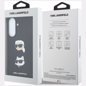 Karl Lagerfeld dėklas su Karl&Choupette Heads Pins&Logo Samsung Galaxy A57 5G, juodas