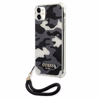 Guess GUHCN61KSARBK iPhone 11 6.1" / Xr juodas/juodas kietas dėklas Camo kolekcija