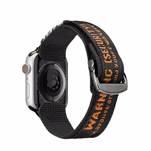 Dux Ducis dirželis (lauko versija) Apple Watch Ultra dirželis, SE, 9, 8, 7, 6, 5, 4, 3, 2, 1 (49, 45, 44, 42 mm) nailoninė apyrankė juoda ir oranžinė