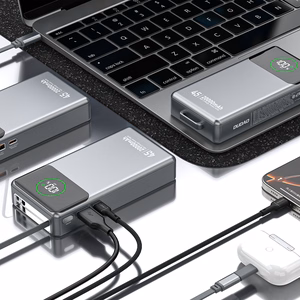 Dudao K31 Pro 45W 20000mAh išorinė baterija su įmontuotu ištraukiamu USB-C kabeliu - pilka