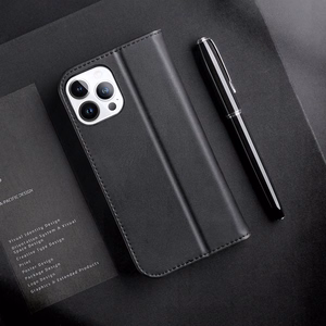 Dux Ducis Hivo odinis atverčiamas dėklas tikros odos piniginė kortelėms ir dokumentams iPhone 14 Pro ruda