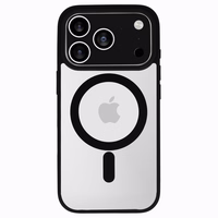 Akrilinis spalvotas magnetinis dėklas telefonui Iphone 17 Pro Max juodas