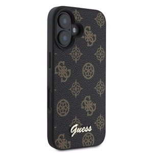 Dėklas telefonui Guess Peonijos šriftas MagSafe iPhone 16 Plus - juodas