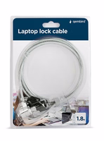 Gembird LK-K-01 kabelinė spyna nešiojamiesiems kompiuteriams (rakto užraktas) 1,8 m