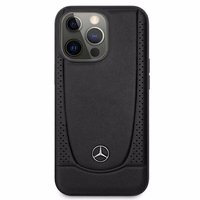 Mercedes MEHCP15XARMBK iPhone 15 Pro Max 6.7" juodas kietas odinis dėklas telefonui Urban