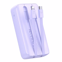 Joyroom JR-PBC06 mini išorinė baterija su įmontuotais USB-C / Lightning kabeliais 30W 10000mAh - violetinė