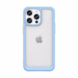 iPhone 15 Pro Max Outer Space sustiprintas dėklas su lanksčiu rėmeliu - mėlynas