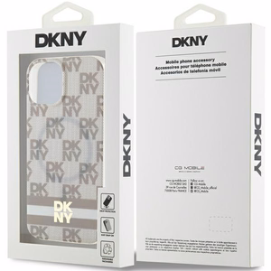 DKNY IML languotas mono raštas ir spausdintos juostelės Magnetinis dėklas iPhone 15 Plus / 14 Plus - smėlinė