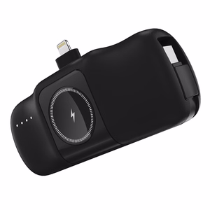 Wozinsky WF16-YLS 5000mAh 15W Lightning mini išorinė baterija su įmontuotu USB-C kabeliu ir Apple Watch įkrovikliu - juoda