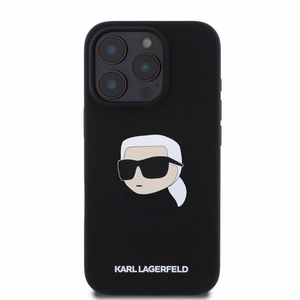 Dėklas telefonui Karl Lagerfeld Silikoninis Karl Head Print MagSafe iPhone 16 Pro Max - juodas
