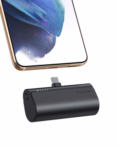 VEGER Išorinė baterija 5000 mAh su įmontuota jungtimi Type C PD QC3.0 3A 20W PlugOn (W0556) juoda