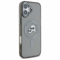 Karl Lagerfeld IML Metal Karl&Choupette Head magnetinis dėklas telefonui iPhone 16 Plus - juodas