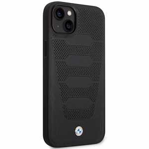 Dėklas telefonui BMW BMHCP14S22RPSK iPhone 14 6.1 - juodas odinis sėdynių raštas