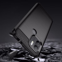 Carbon Case dėklas Xiaomi Redmi A1+ lankstus silikoninis anglies dangtelis juodas
