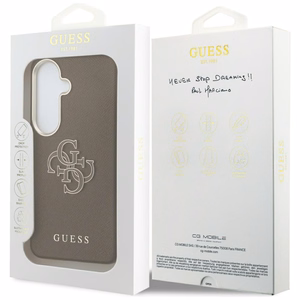 Guess dėklas Grained Big 4G Metal Logo skirtas Samsung Galaxy S26 rudas
