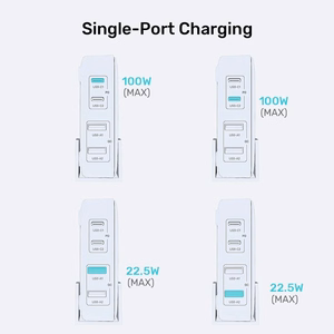 GaN tinklo įkroviklis - Unitek P1229ABK01-EU | 100W 2x USB-C 2x USB-A