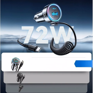 Automobilinis laikiklis Joyroom JR-CL07 juodas 72W (1xPD / 1xQC3.0 / su LED apšvietimu) + Type-C laidas 160cm
